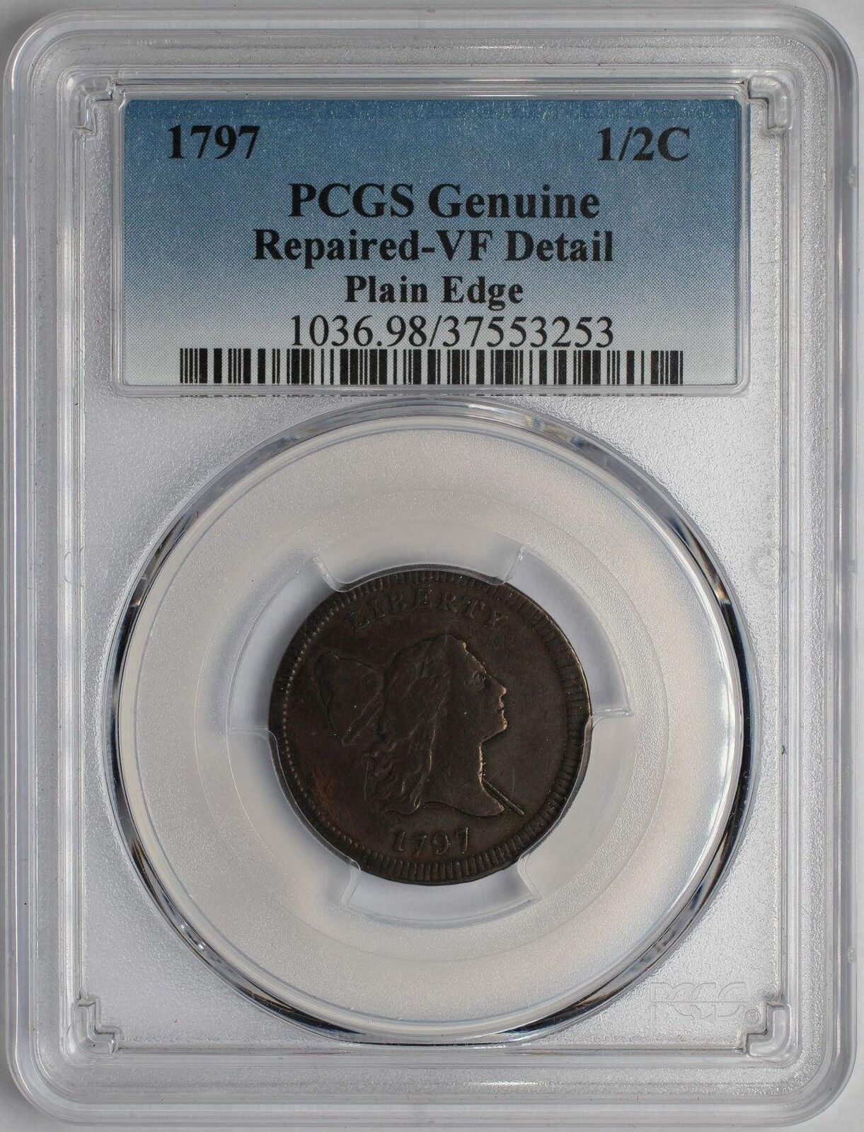 1797 Liberty Cap Half Cent Pcgs Genuine Repaired-vf Detail Plain Edge - 117937a